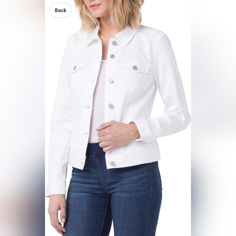 Liverpool Women's Classic White Jean Jacket High Performance Denim Size Small